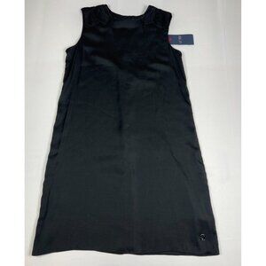 Armani Jeans Women 10 Black Lace Trim Sleeveless Shift Dress NWT